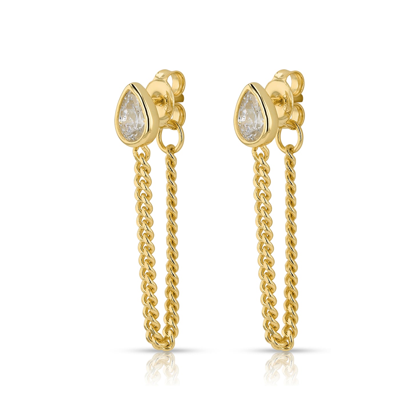 Diamond Drop Chain Earrings