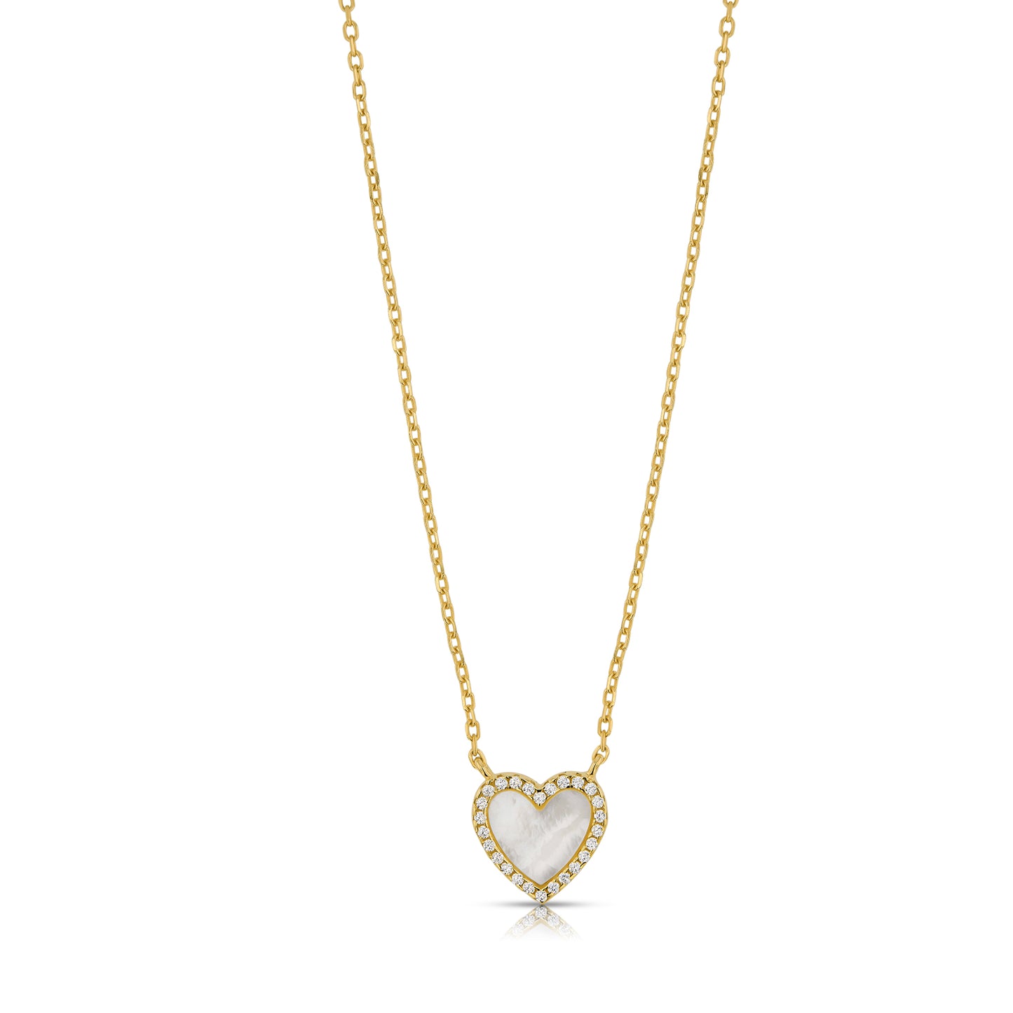 Enamel Small Diamond Pearl Heart Necklace