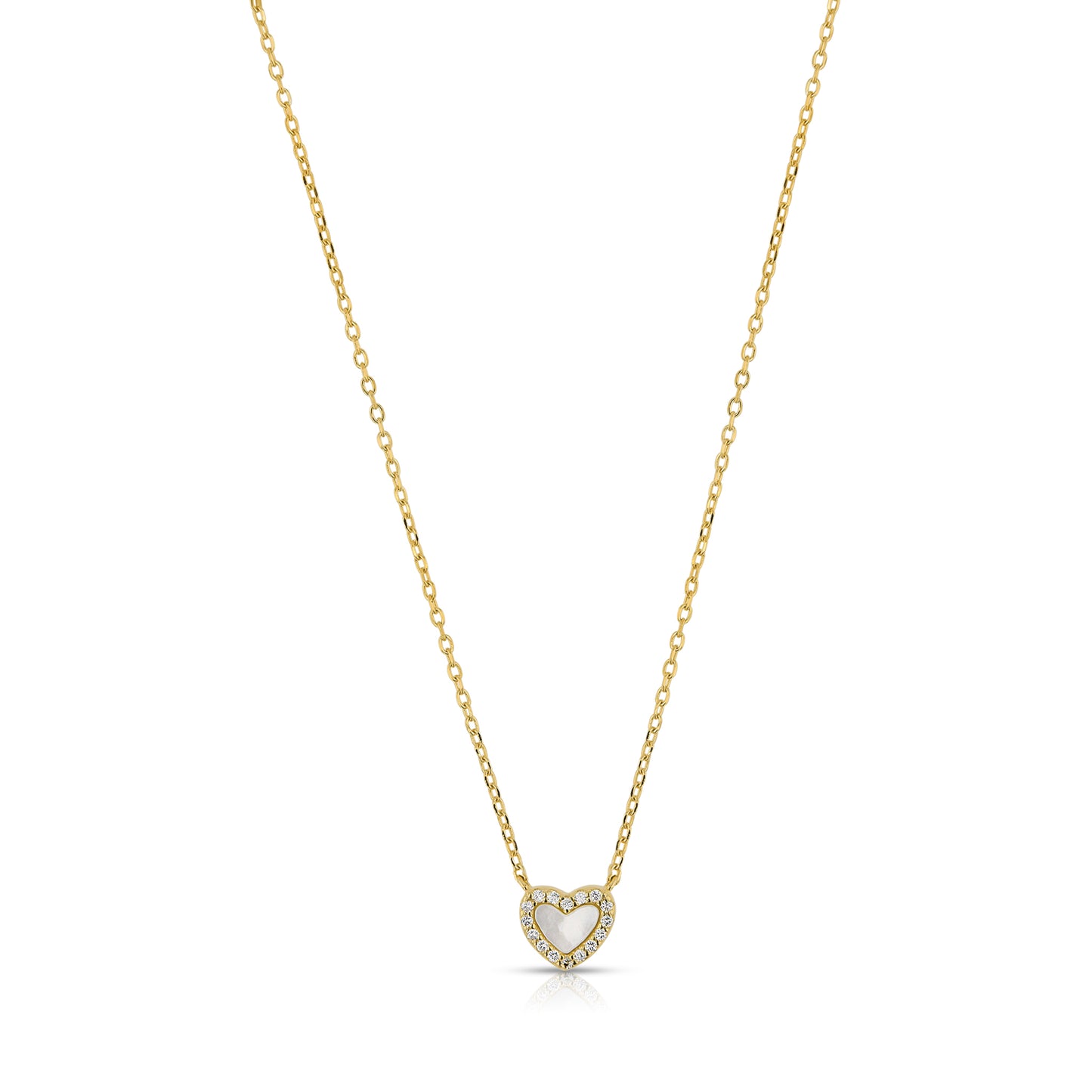 Enamel Mini Diamond Pearl Heart Necklace