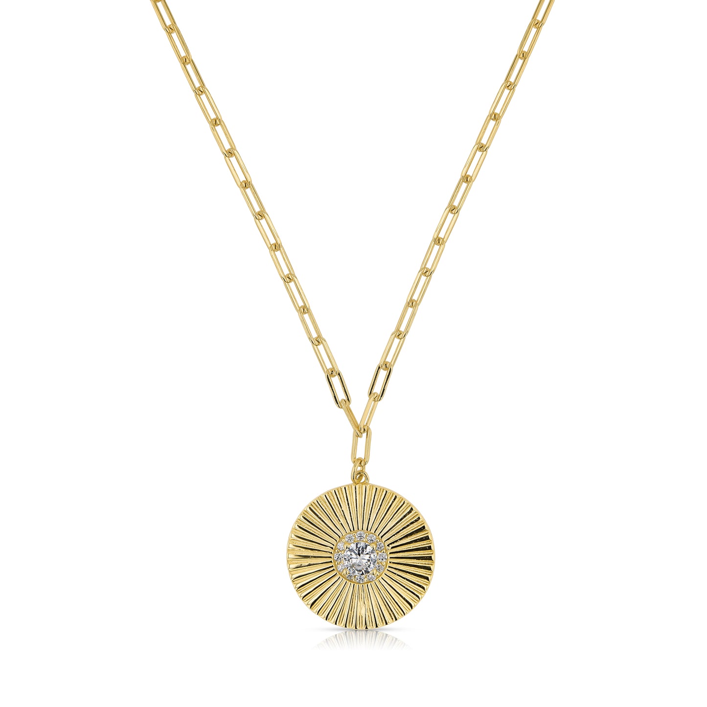 Diamond Disk Paper Link Necklace