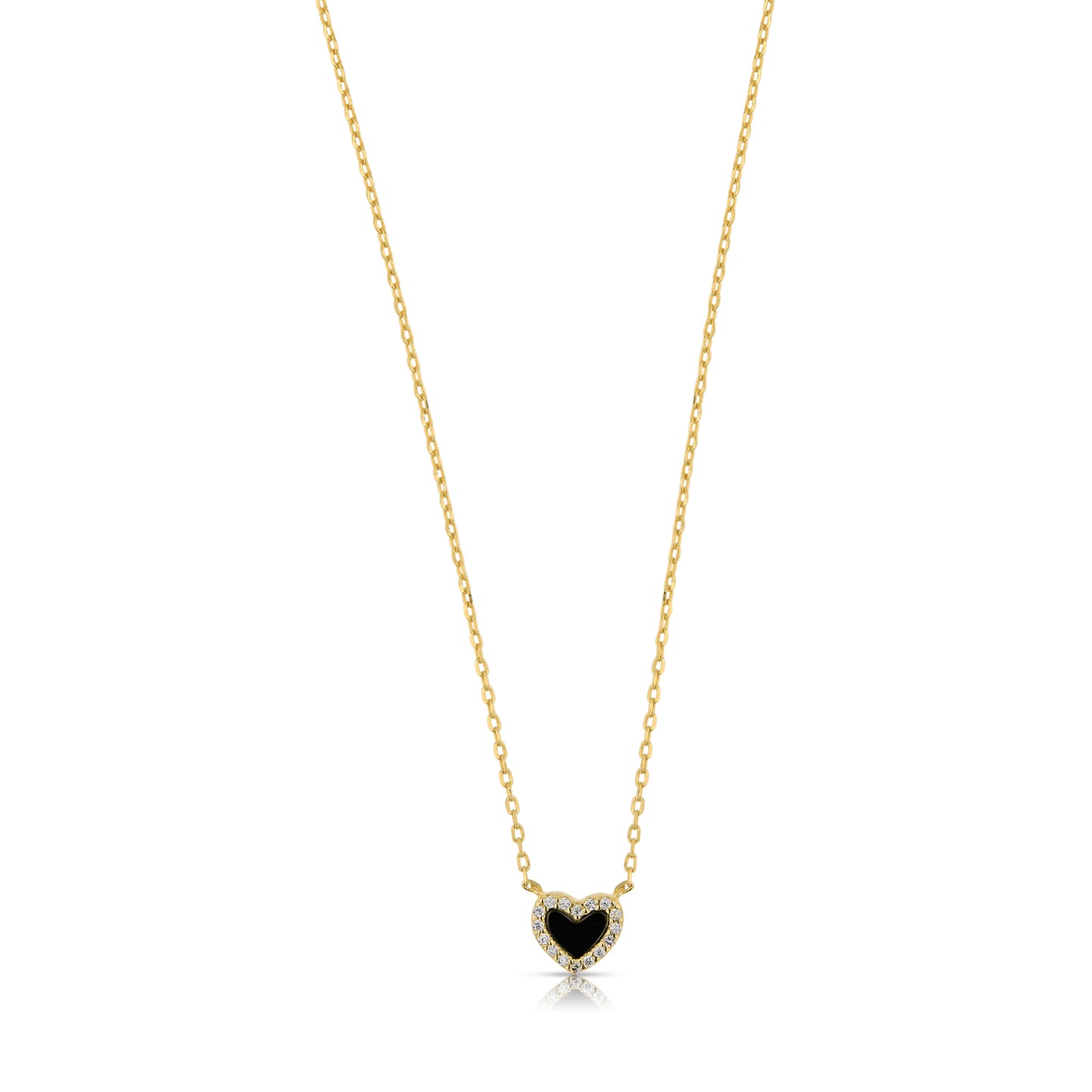 Enamel Mini Diamond Black Heart Necklace