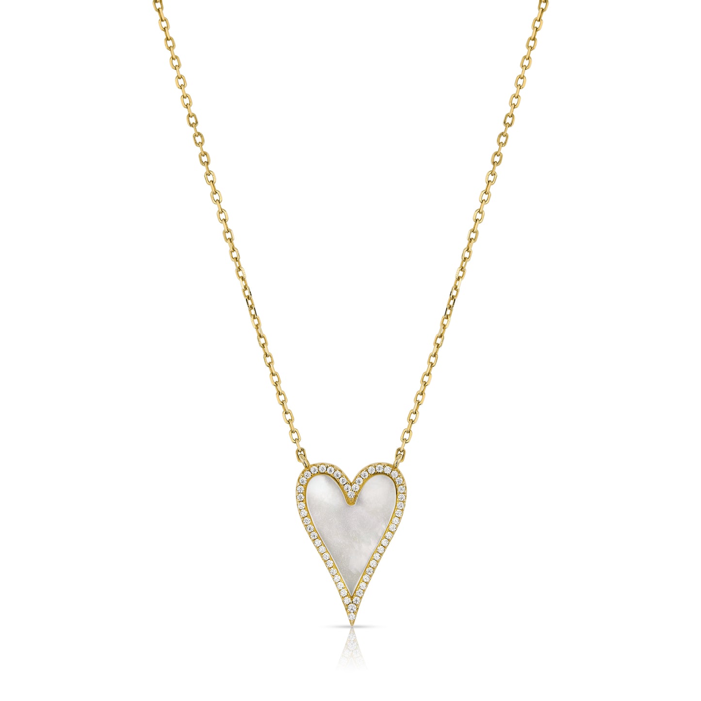 Enamel Large Diamond Pearl Heart Necklace