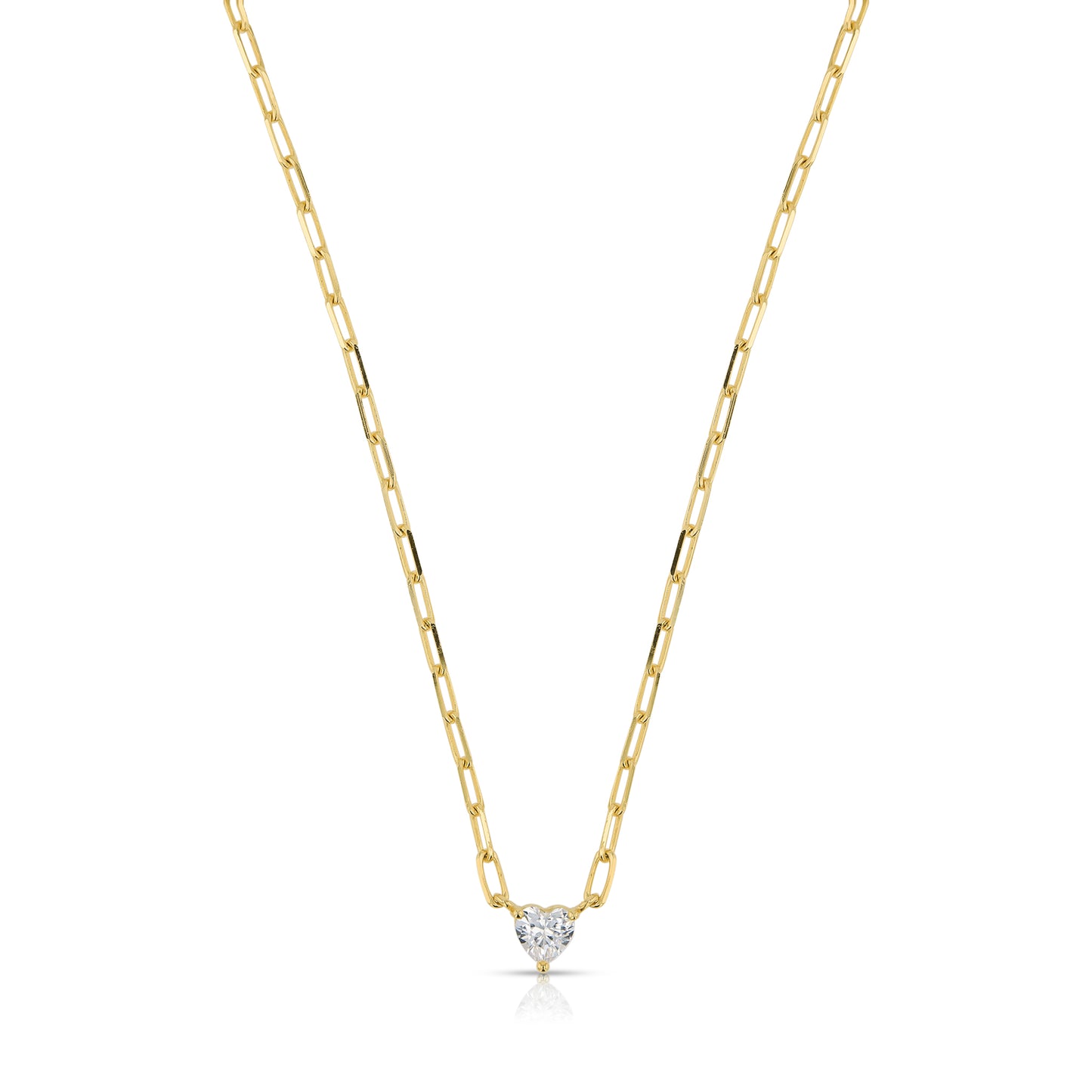 Paper Link Diamond Heart Necklace