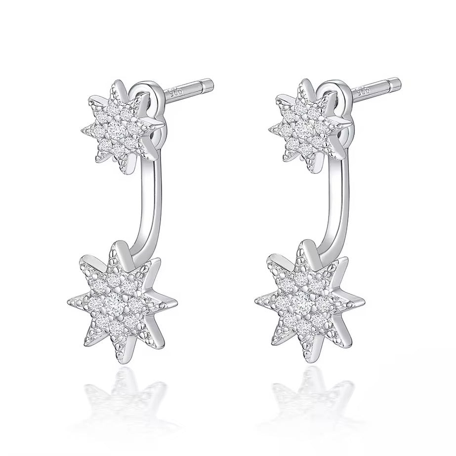 Diamond Star Drop Down Earrings