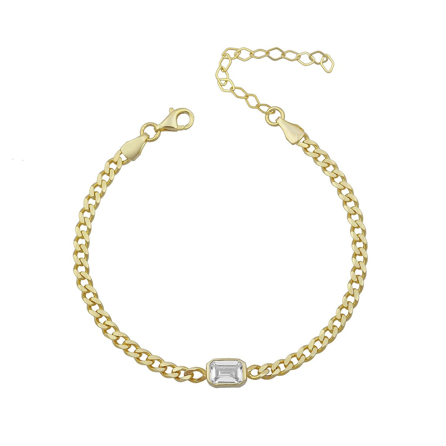 Square Stone Cuban Chain Bracelet