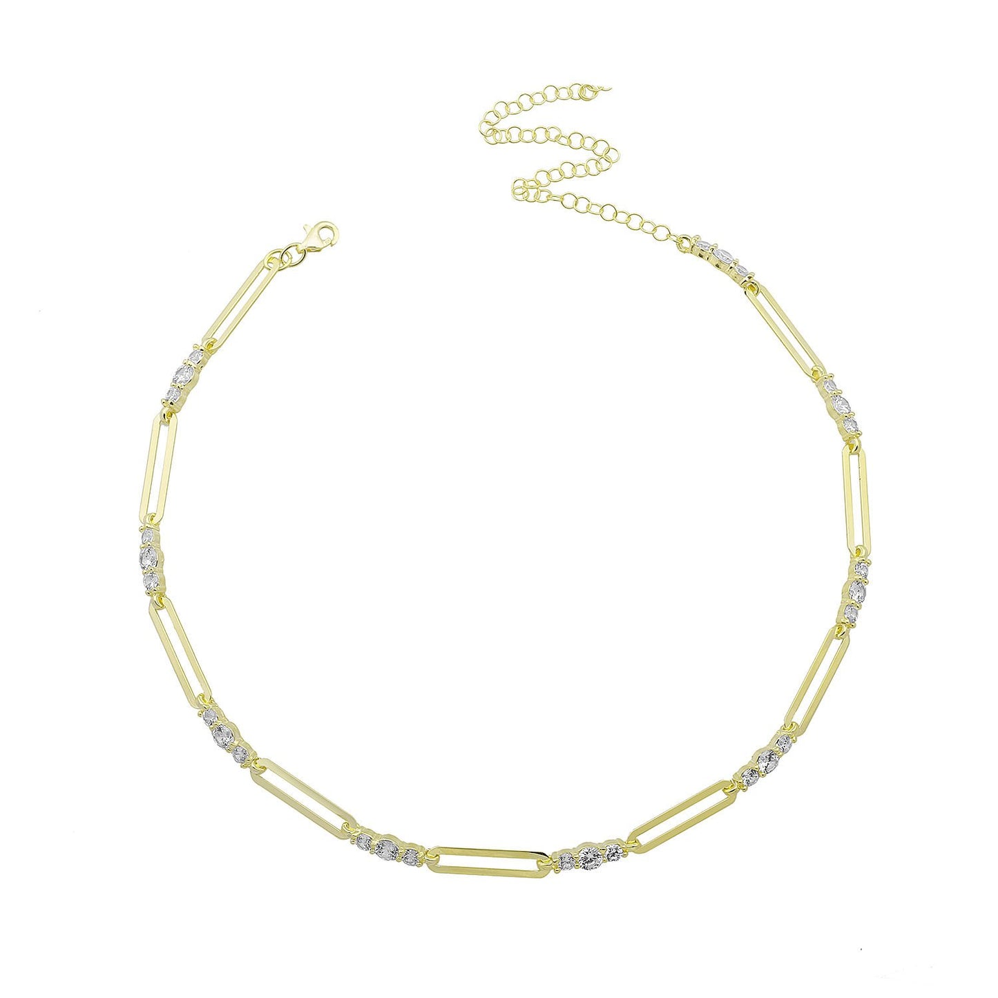 Three Stones Choker Link Necklace