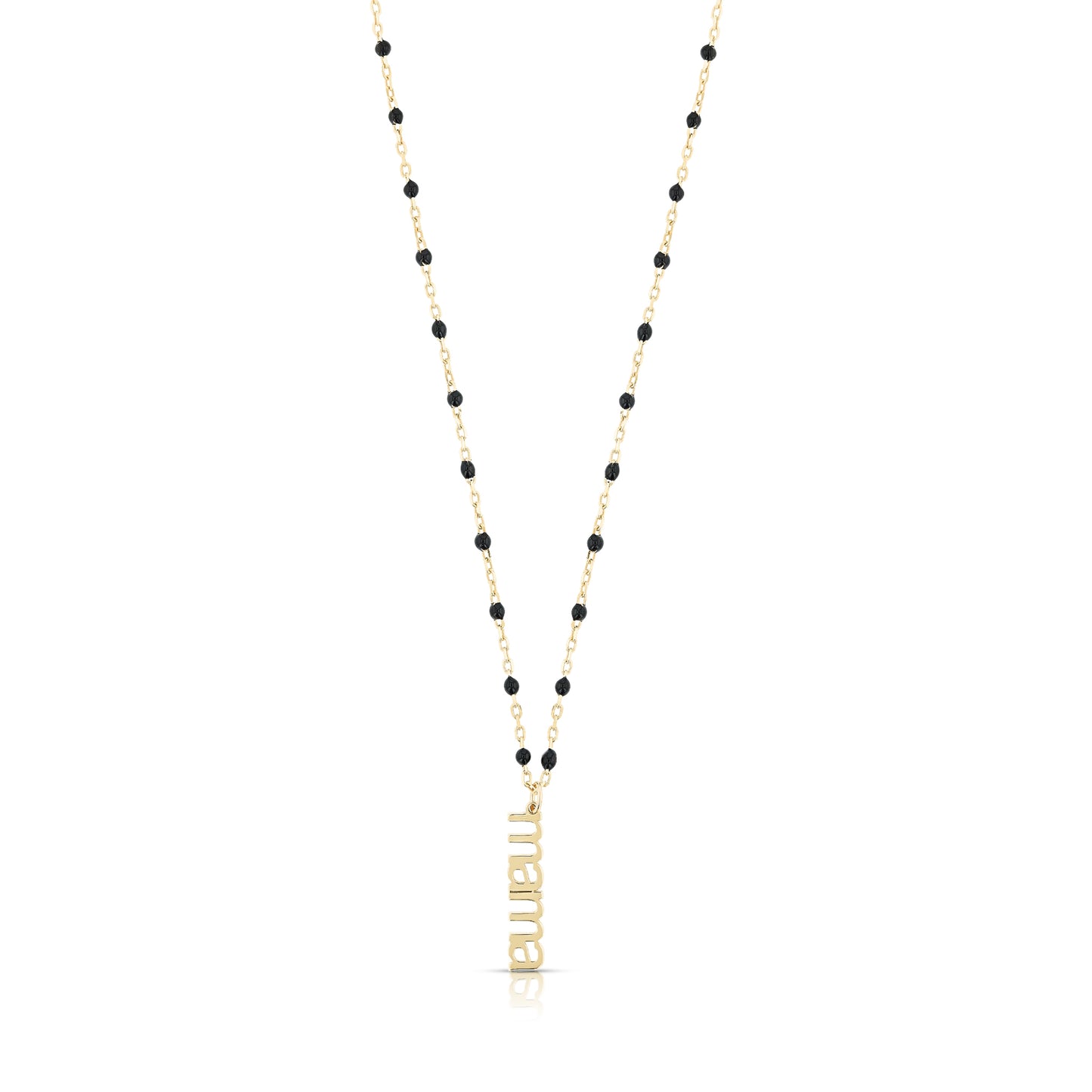 Black Enamel MAMA Drop Down Chain Necklace