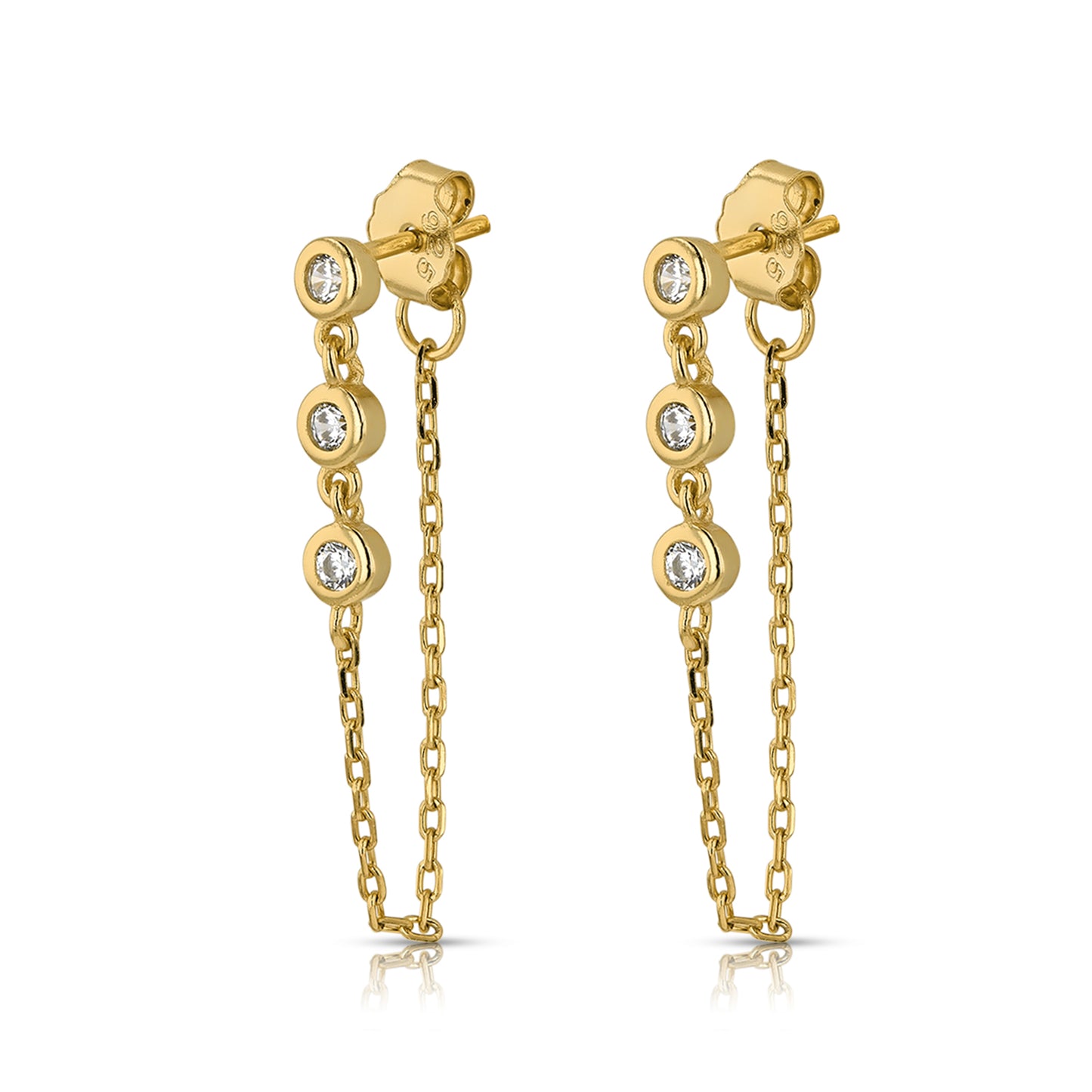Diamond Trio Chain Earrings
