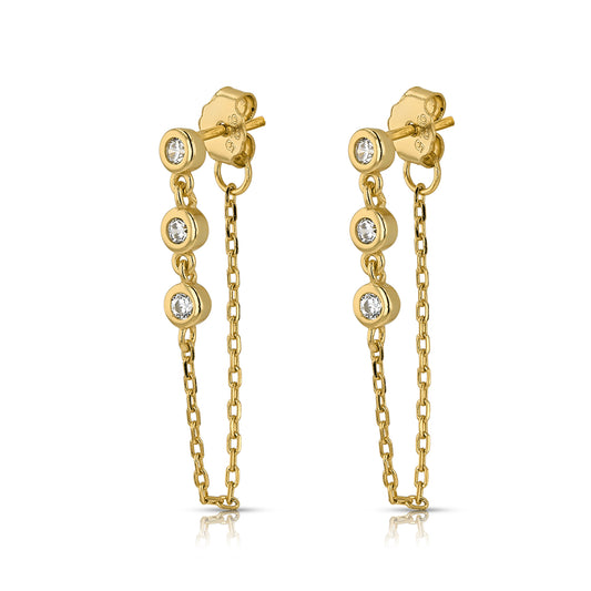 Diamond Trio Chain Earrings