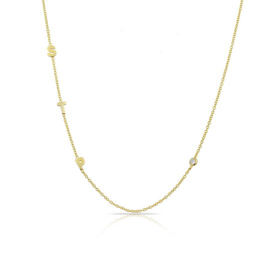 Personalised Initial With Stone Necklace