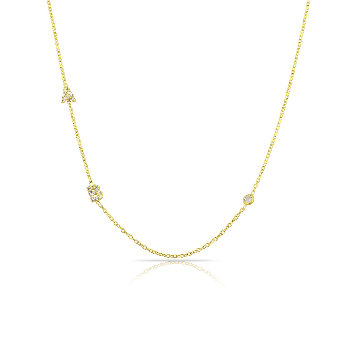 Personalised Diamond Initial With Stone Necklace