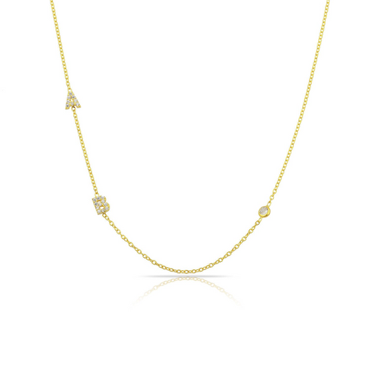 Personalised Diamond Initial With Stone Necklace