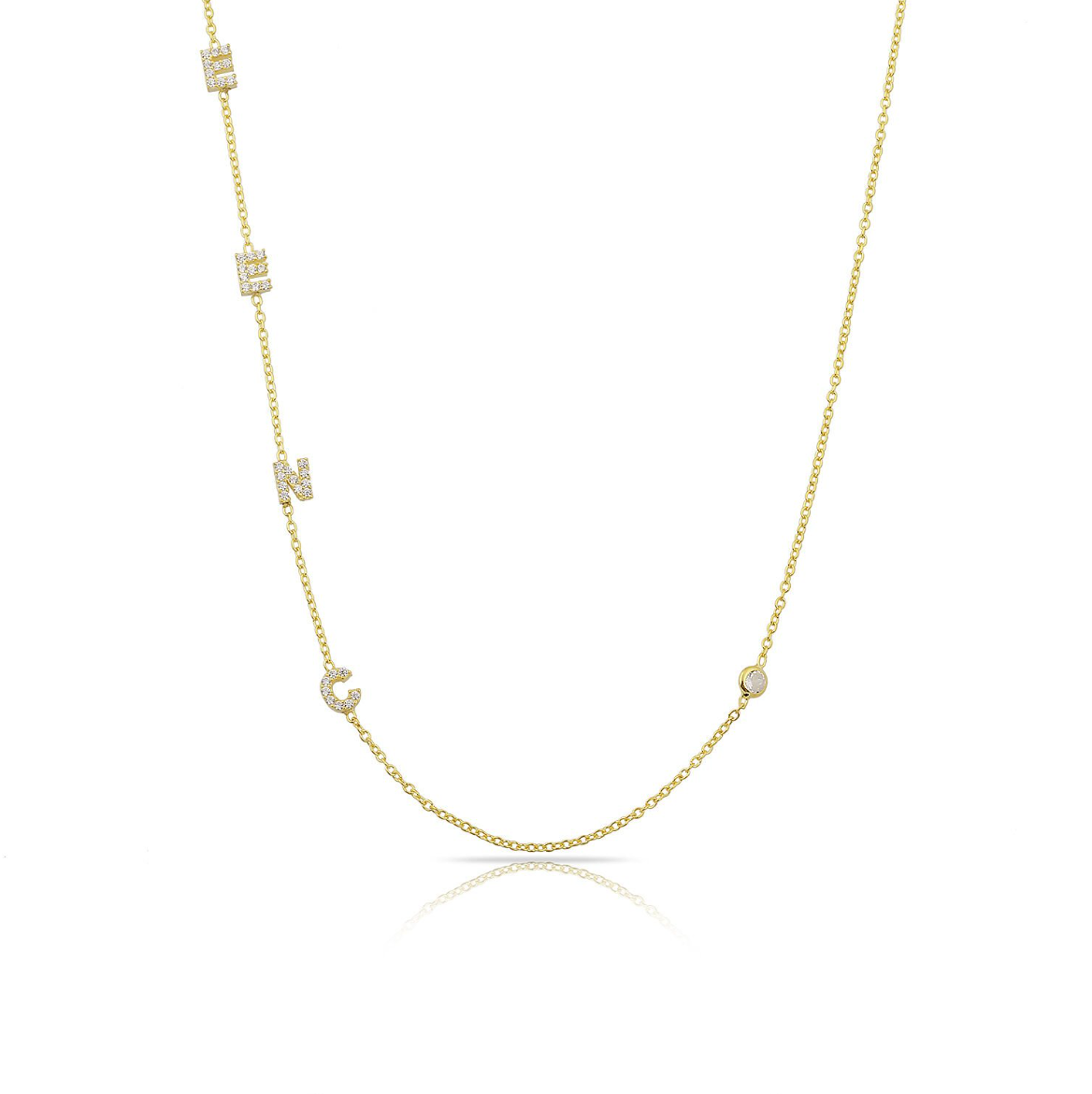 Personalised Diamond Initial With Stone Necklace