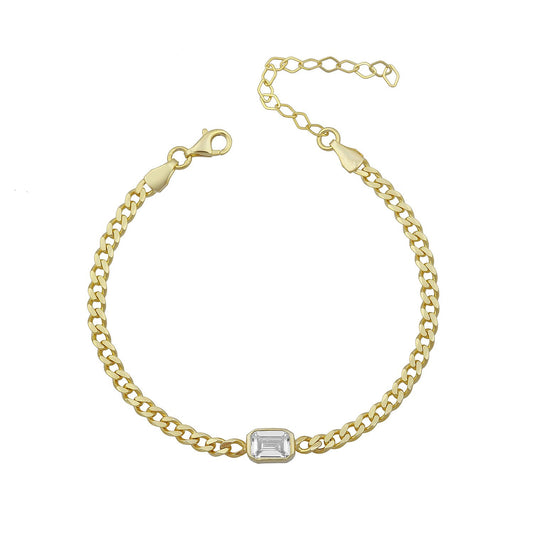 Square Stone Cuban Chain Bracelet